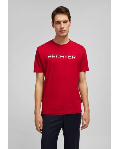 Hechter Paris PARIS T-Shirt mit farbigen Akzenten und HECHTER-Druck - Rot