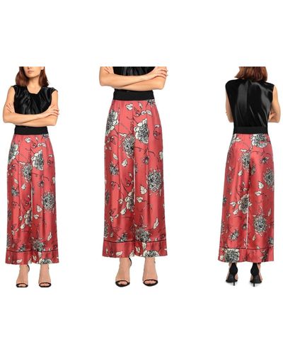 Moncler Loungehose Floral Print Tailored Silk Pants Trousers Seide Casual Hose Bo - Rot