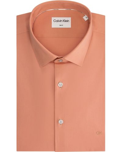 Calvin Klein Businesshemd POPLIN STRETCH SLIM SHIRT mit Kentkragen - Pink