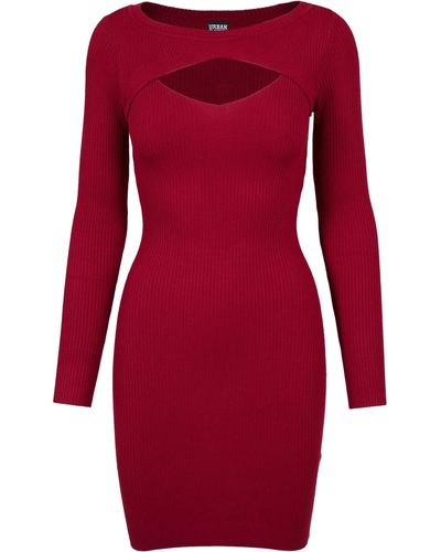 Urban Classics Shirtkleid Ladies Cut Out Dress - Rot