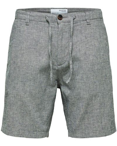 SELECTED Shorts SLHCOMFORT-BRODY LINEN mit Stretch - Grau
