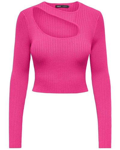 ONLY Sweatshirt ONLMEDDI LS PEEK-A-BOO O-NECK CC KN - Pink