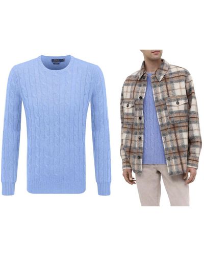 Ralph Lauren Strickpullover POLO CASHMERE Pullover Sweater Sweatshirt Strick-Pulli Ju - Blau