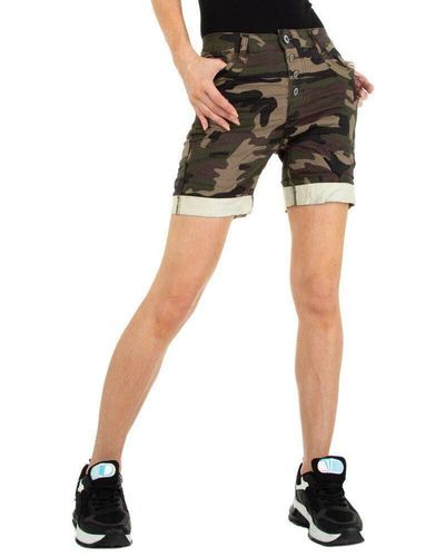 Ital-Design Freizeit Camouflage Stretch Shorts in Grün - Schwarz