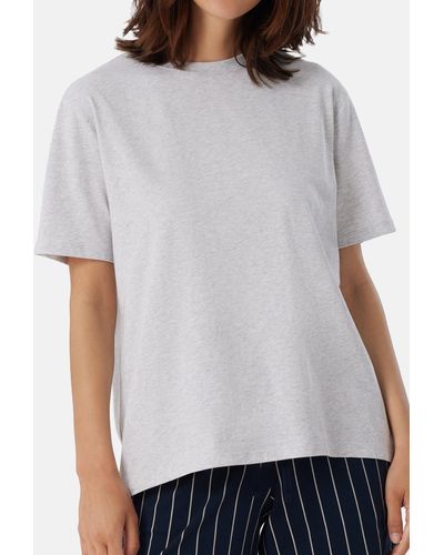 Schiesser Pyjamaoberteil Mix & Relax Organic Cotton (1-tlg) Schlafanzug Shirt kurzarm - Weiß