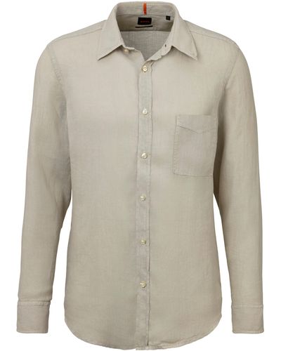 BOSS ORANGE Langarmshirt mit BOSS-Kontrastdetails - Grau