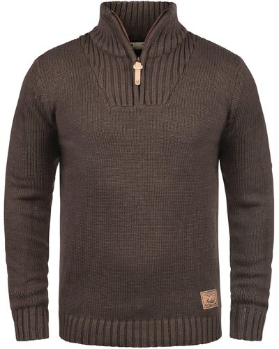 Solid Troyer SDPetro Strickpulli mit hochabschließendem Kragen - Braun