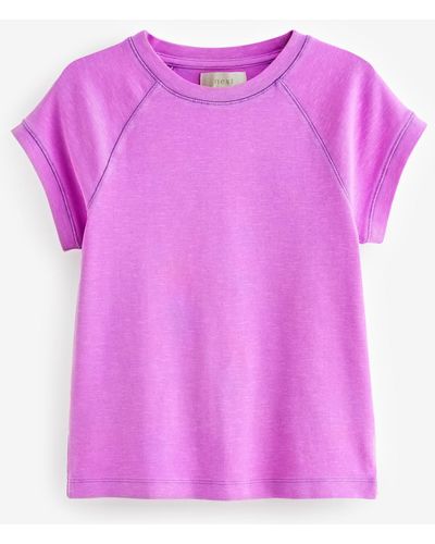 Next T-Shirt Rundhals-Oberteil mit kurzen Raglanärmeln (1-tlg) - Pink