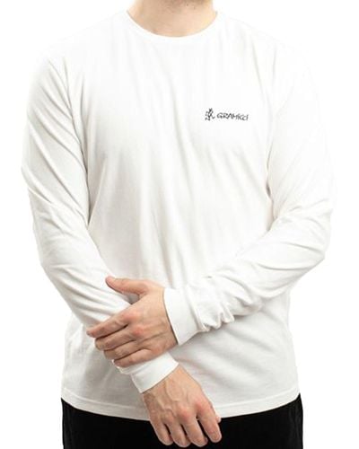 Gramicci Rundhalspullover El Capitan Langarm-Shirt mit großem Print Baumwoll-Pullover GUT-21F014 Sweatshirt Weiß