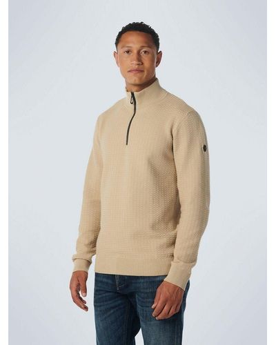 No Excess Strickpullover Pullover Half Zipper Solid Jacquard - Natur