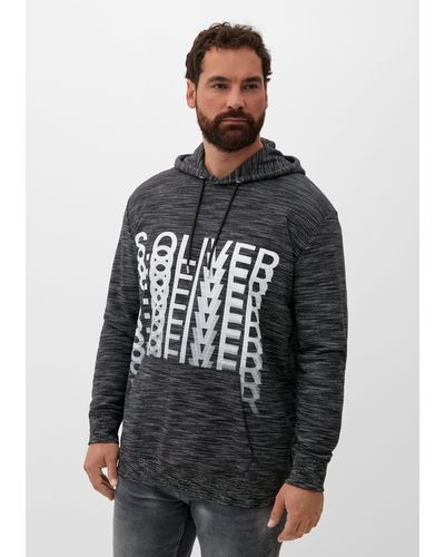 S.oliver Sweatshirt Hoodie mit Frontprint Logo - Schwarz