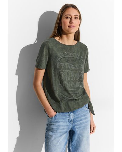 Cecil T-Shirt mit U-Boot-Ausschnitt - Grün
