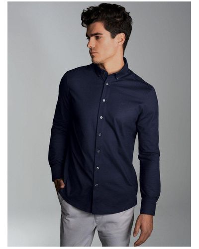 Trigema Poloshirt Business-Hemd aus DELUXE-Single-Jersey (1-tlg) - Blau