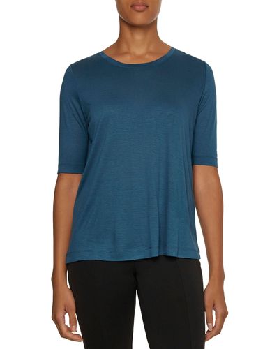 Calvin Klein Rundhalsshirt MODAL SILK RELAXED CREW NECK TEE mit -in-Ton Logo - Blau