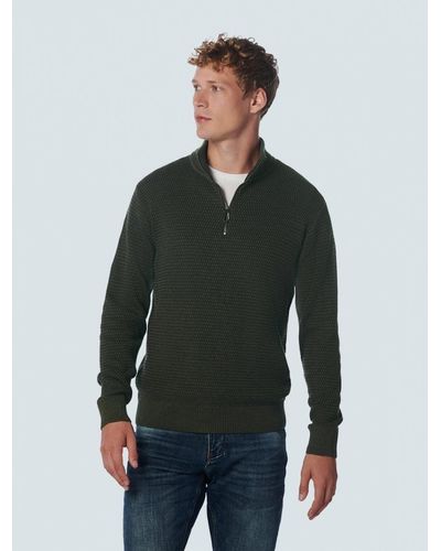 No Excess Sweatshirt Pullover Half Zipper 2 Coloured Mel - Grün