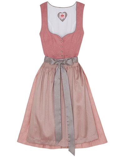 Spieth & Wensky Dosine Midi-Dirndl Kleid 2-teiliges Trachtenkleid - Pink