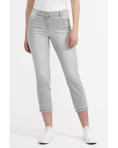 Recover Pants Straight-Jeans mit Fransensaum - Grau