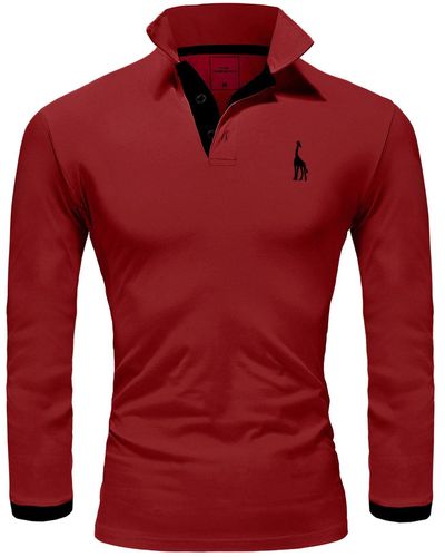REPUBLIX Poloshirt AIDEN Basic Langarm Kontrast Polo Hemd - Rot
