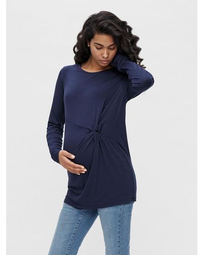 Mama.licious Dünner Umstandspullover Langarm Schwangerschafts Shirt MLMIVANA 4995 in Navy - Blau