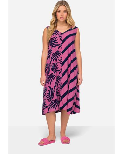 Laurasøn Jerseykleid Kleid A-Line Print-Mix V-Ausschnitt ärmellos - Rot