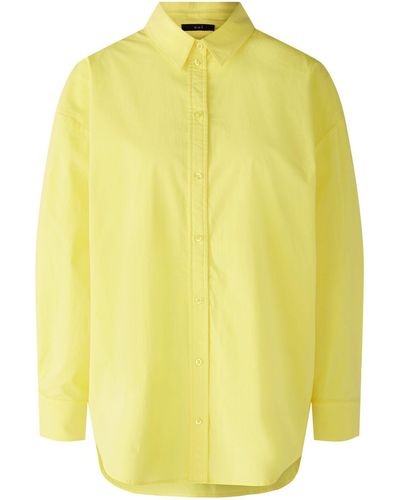 Ouí Langarmbluse Hemdbluse elastische Baumwolle Falten - Gelb