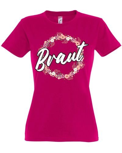 Youth Designz T- Team JGA Shirt mit trendigem Braut Spruch Frontaufdruck - Pink