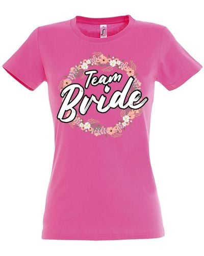 Youth Designz T- Bride Team Braut JGA Shirt mit lustigem Hochzeit Spruch Print - Pink