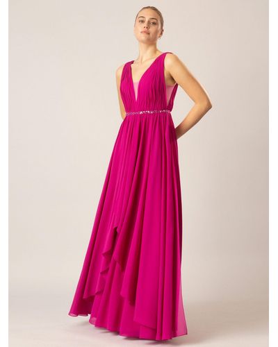 Apart Abendkleid aus hochwertigem Polyester Material mit Rückenausschnitt - Pink