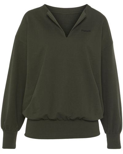French Connection (1-tlg) Sweatshirt mit V-Ausschnitt und großen Rückenprint, Loungeanzug - Grün