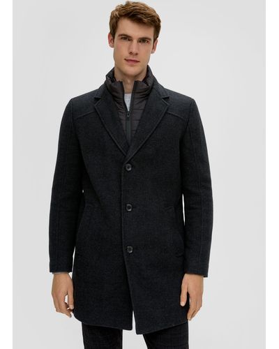 S.oliver Langmantel Tweed-Mantel mit herausnehmbarem Insert herausnehmbares Futter - Schwarz