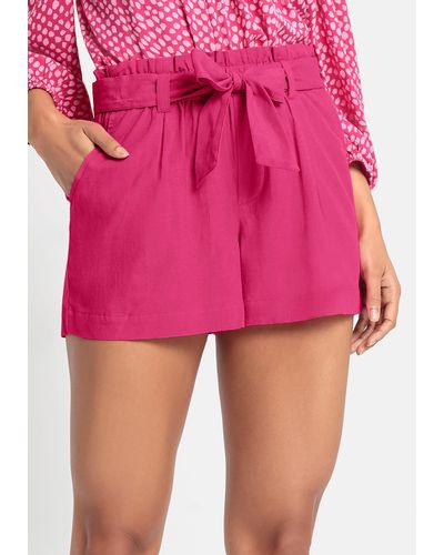 Lascana Shorts (mit Bindegürtel) im Paperbag-Stil aus Leinenmix - Pink