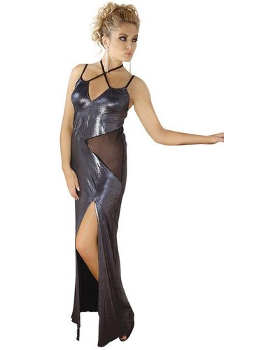 Andalea Partykleid anges silbernes Wetlook-Kleid M/1069 - Mehrfarbig