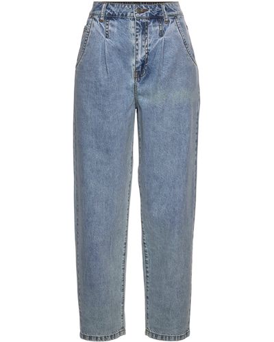 Buffalo Relax-fit-Jeans, in High-waist-Form mit Bundfalten - Blau