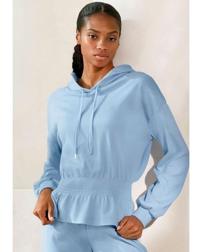 Lascana Hoodie -Kapuzensweatshirt mit elastischer Raffung in der Taille, Loungewear - Blau