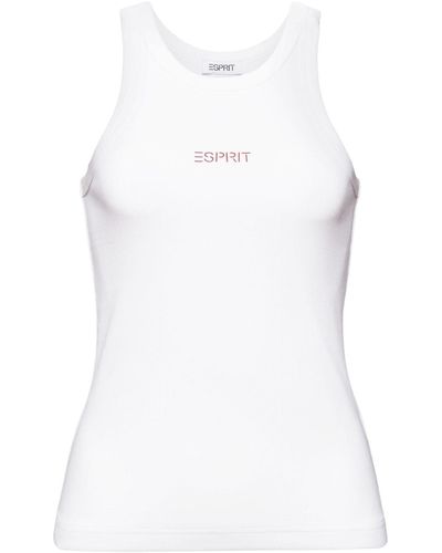 Esprit T-Shirt Logo-Tanktop aus Baumwolljersey (1-tlg) - Weiß