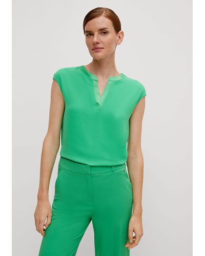 Comma, Shirttop T-Shirt mit Tunika-Ausschnitt - Grün
