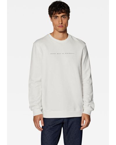 Mavi Legerer Rundhals Pullover Sweatshirt mit Print 6451 in Weiß