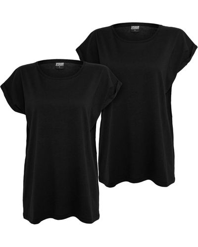 Urban Classics T-Shirt Shoulder DE Ladies 2-Pack in Tee Schwarz Lyst (1-tlg) Extended 
