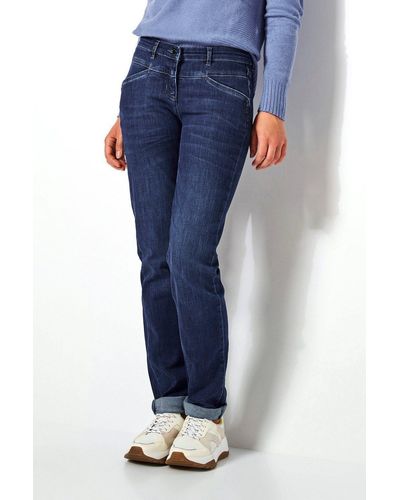 Toni 5-Pocket-Jeans Perfect Shape mit Hüftsattel vorne - Blau