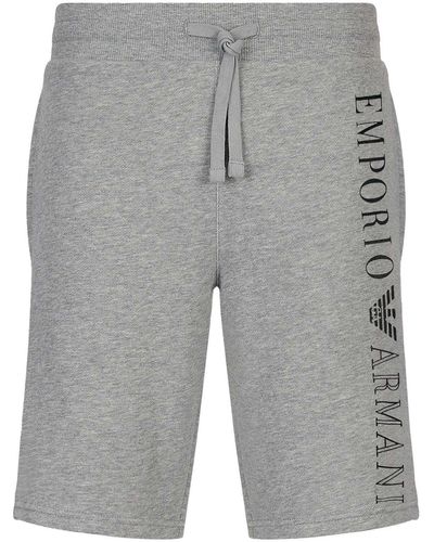Emporio Armani Bermudas Loungewear mit vertikalem Markenschriftzug - Grau