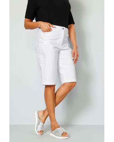 MIAMODA Shorts Bermuda Straight Fit seitlicher Silberdruck - Schwarz