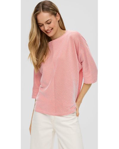 S.oliver 3/4-Arm- Shirt mit Streifenstruktur - Pink