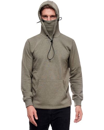 Rusty Neal Kapuzensweatshirt mit intregrierter Mund-Nasen-Bedeckung - Grau