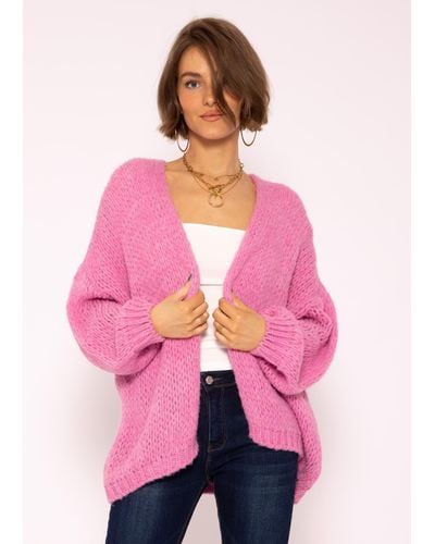 SassyClassy Oversize Strickjacke aus weichem Grobstrick Lässiger Strick Cardigan - Pink