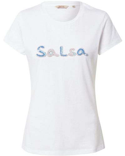 Salsa Jeans T-Shirt (1-tlg) Ziersteine - Weiß
