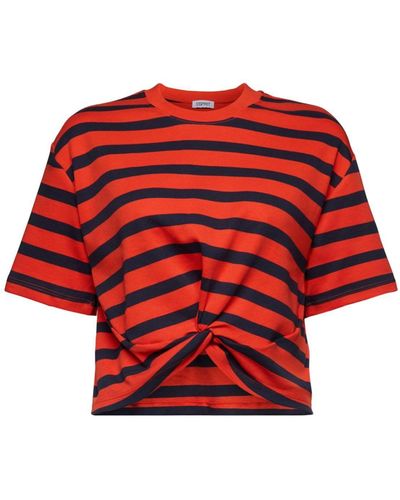 Esprit Gestreiftes T-Shirt im Twistdesign (1-tlg) - Rot