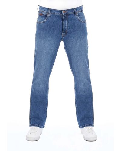 Wrangler Straight-Jeans Jeanshose Texas Regular Fit Denim Hose mit Stretch - Blau