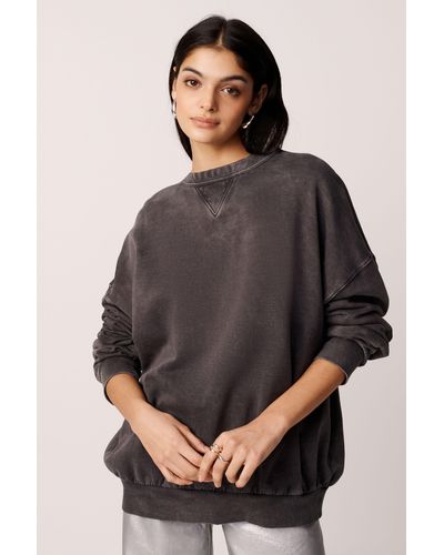 Next Oversized Fit langes, gewaschenes Sweatshirt (1-tlg) - Grau