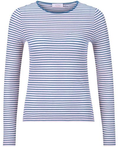 Rich & Royal T-Shirt Organic Rib Longsleeve Striped - Blau