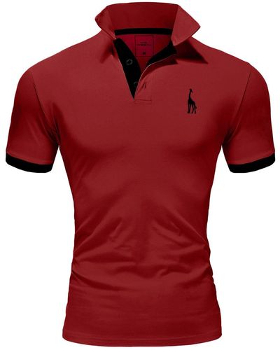REPUBLIX Poloshirt JOSEPH Basic Kurzarm Kontrast Polo Hemd - Rot